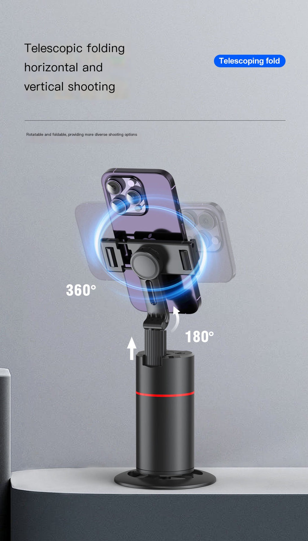 Soporte Selfie PTZ 360° con Seguimiento Facial IA — Voltex