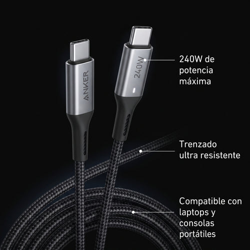 Cable de Carga Anker 240W Trenzado — Serie 5 — Voltex