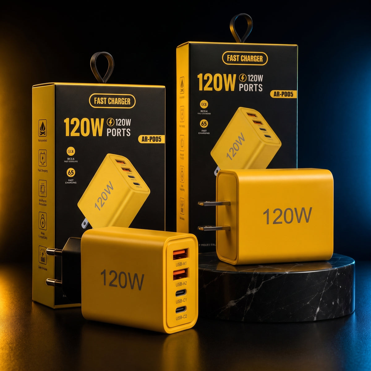 Cargador de Pared GaN 120W Carga Rápida USB-C — Voltex