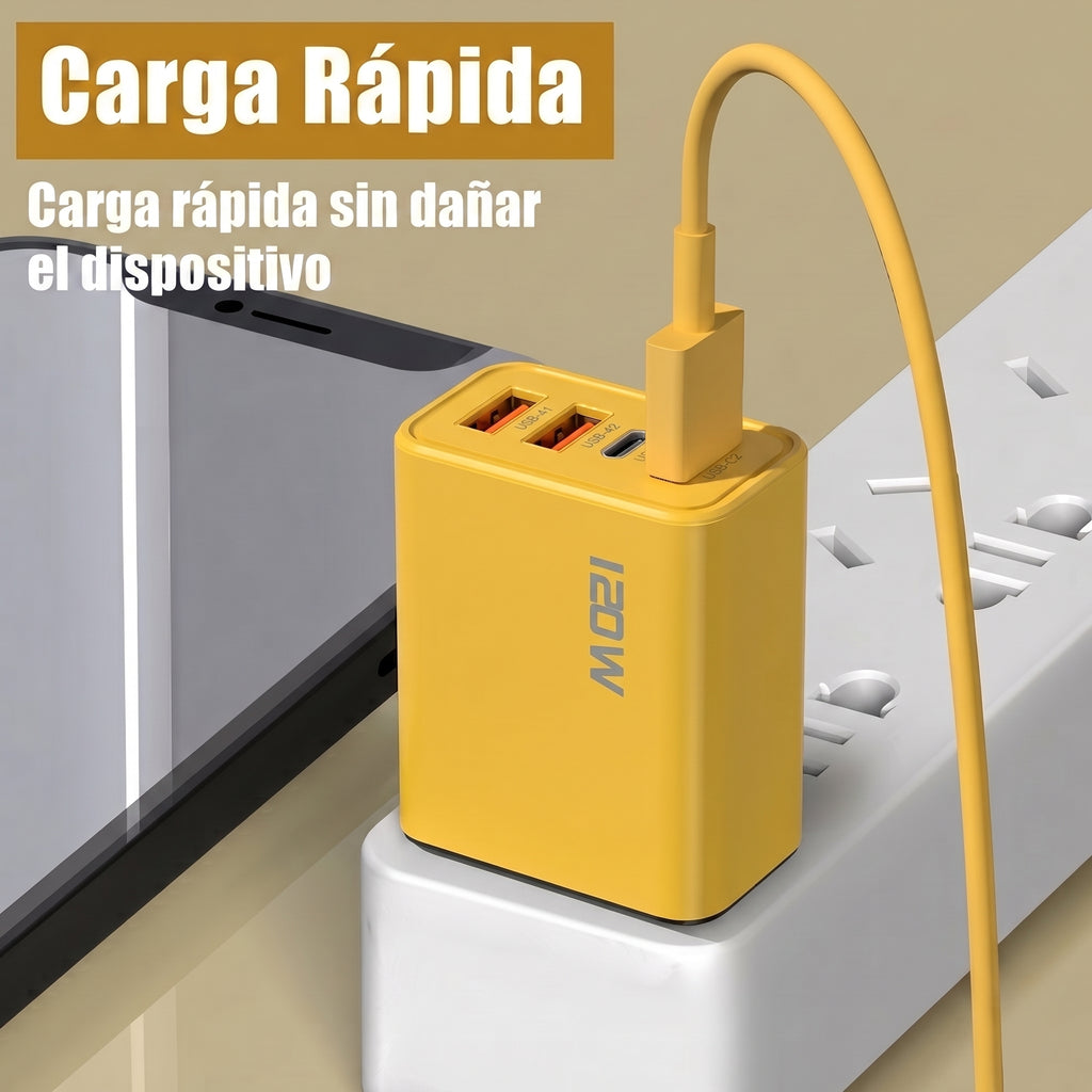 Cargador de Pared GaN 120W Carga Rápida USB-C — Voltex
