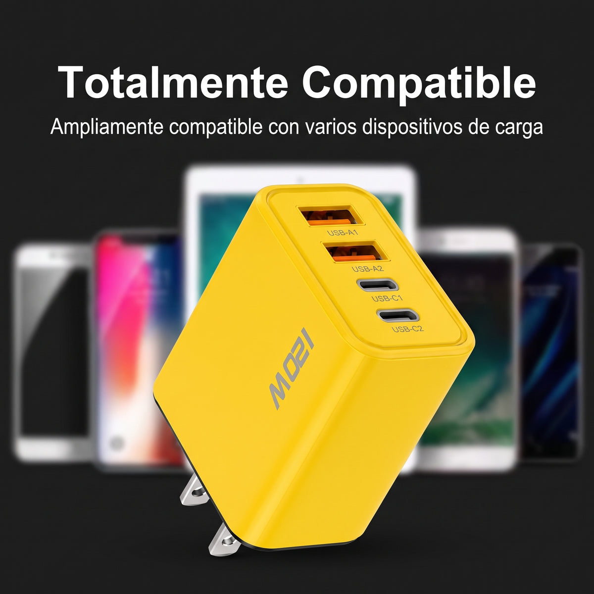 Cargador de Pared GaN 120W Carga Rápida USB-C — Voltex