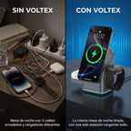 Estación de Carga Inalámbrica 3 en 1 con Reloj Digital — Voltex