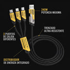 Cable 3 en 1 Carga Rápida 240W (USB-C, Lightning, Micro-USB)