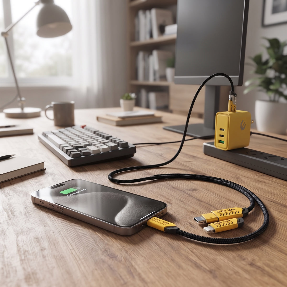 Cable 3 en 1 Carga Rápida 240W (USB-C, Lightning, Micro-USB)