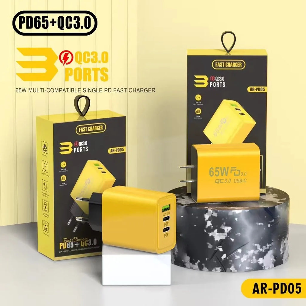 Cargador de Pared GaN 65W Carga Rápida 3.0 — Voltex