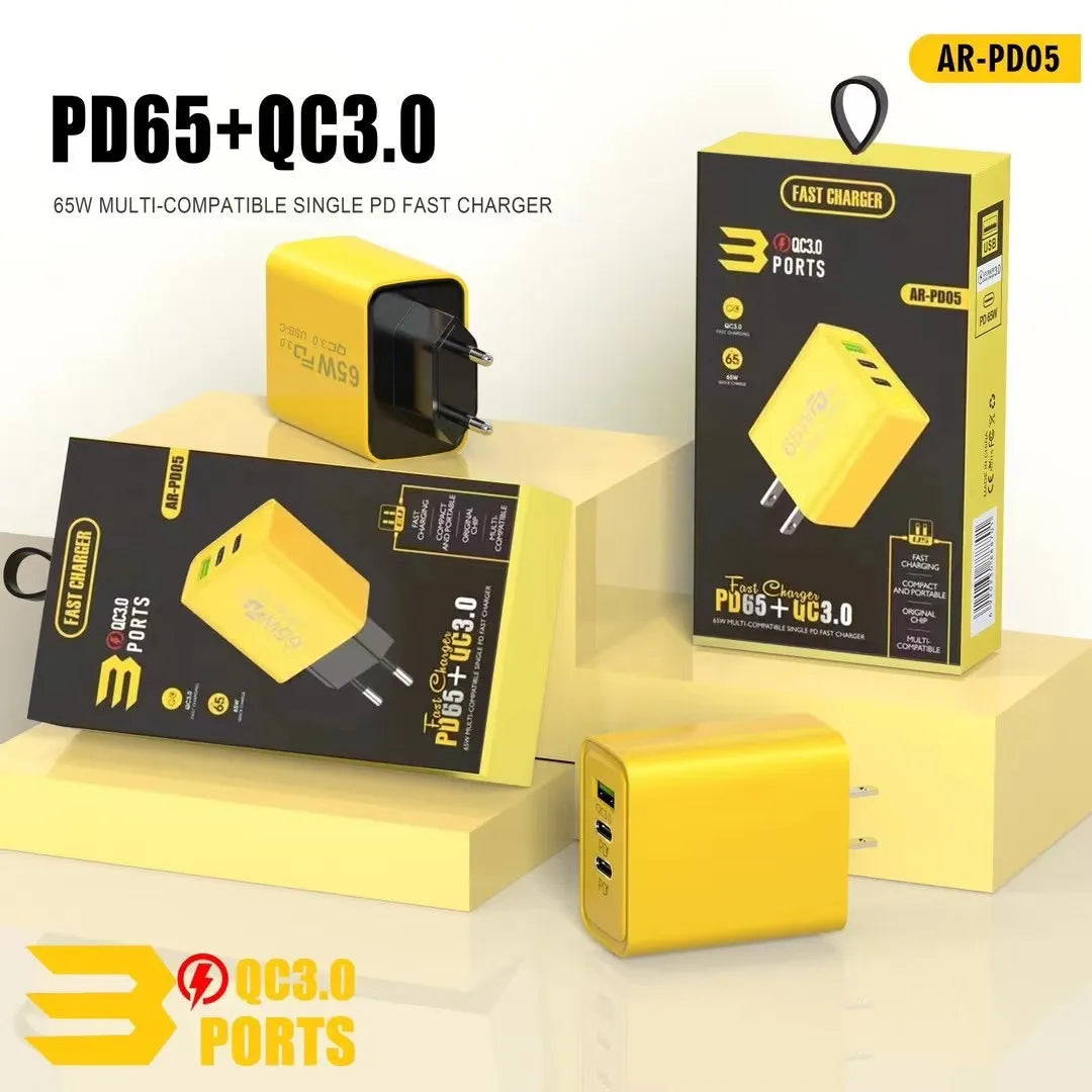 Cargador de Pared GaN 65W Carga Rápida 3.0 — Voltex