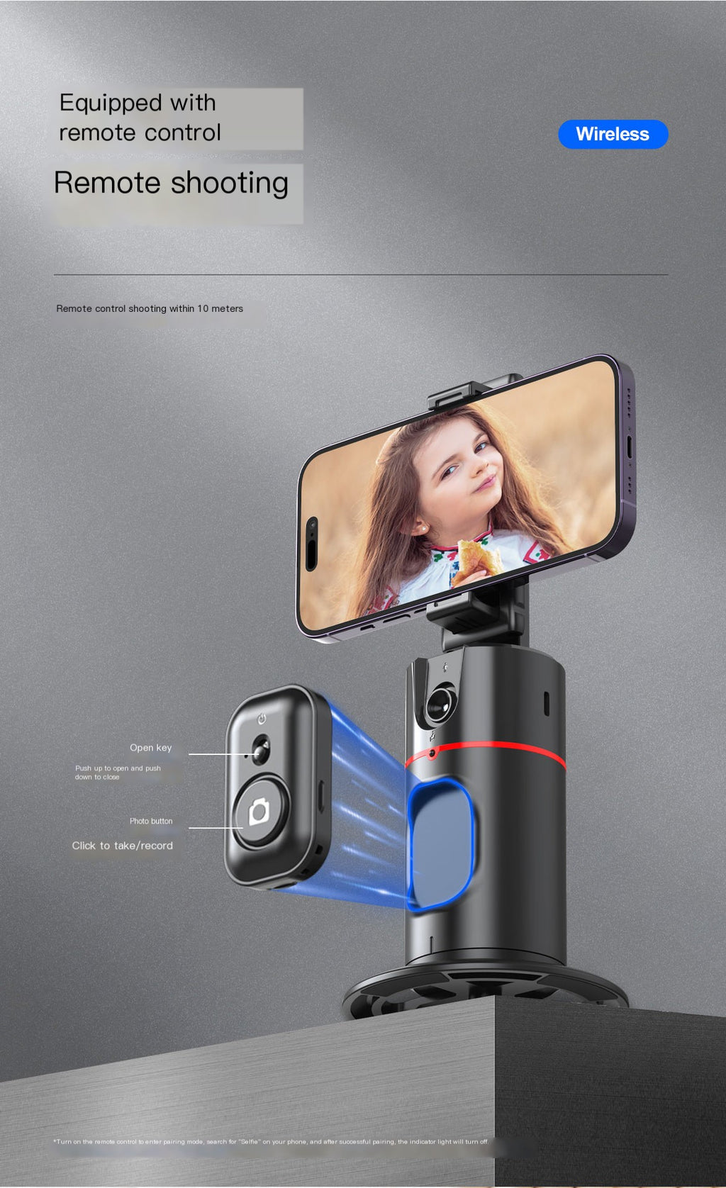 Soporte Selfie PTZ 360° con Seguimiento Facial IA — Voltex
